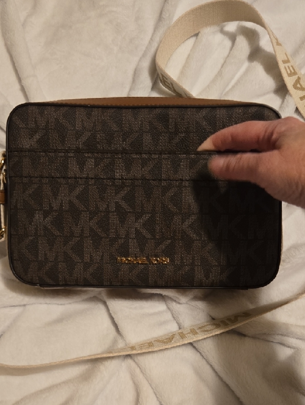 Michael Kors Brown Monogram Crossbody with Logo Strap - Picture 8 of 12